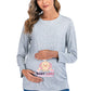 New Maternity Long-Sleeve Tee – Casual Solid Pregnancy Top