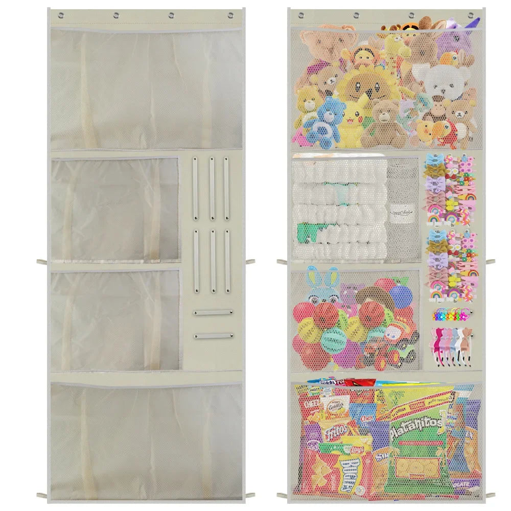 Over-Door Stuffed Toy Organizer – Hanging Storage Bag for Kids & Nursery