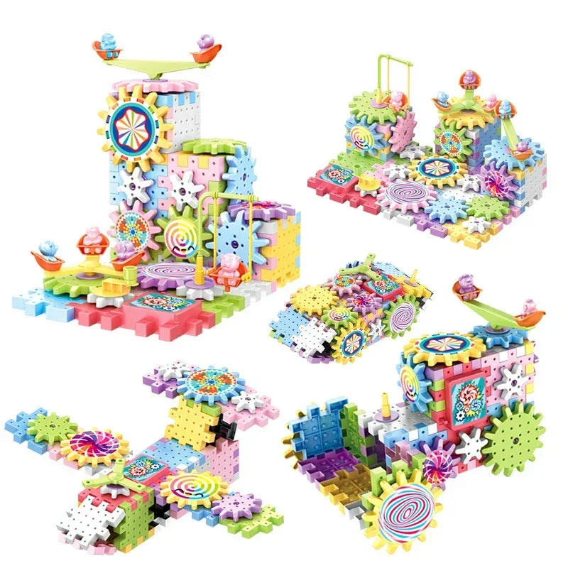 Kit de construction d'engrenages électriques éducatif pour enfants