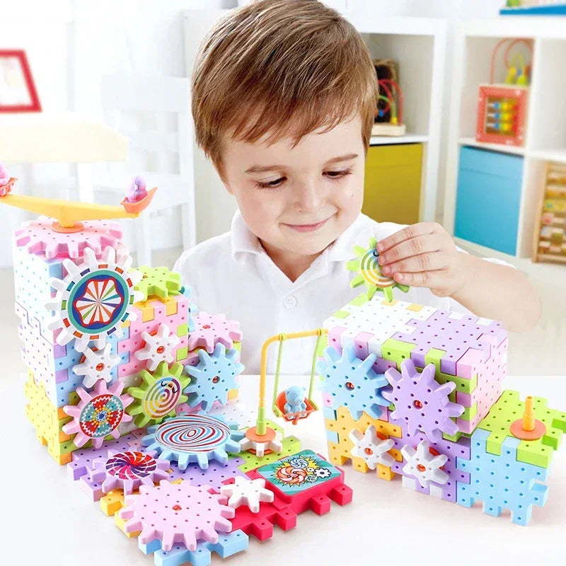 Kit de construction d'engrenages électriques éducatif pour enfants