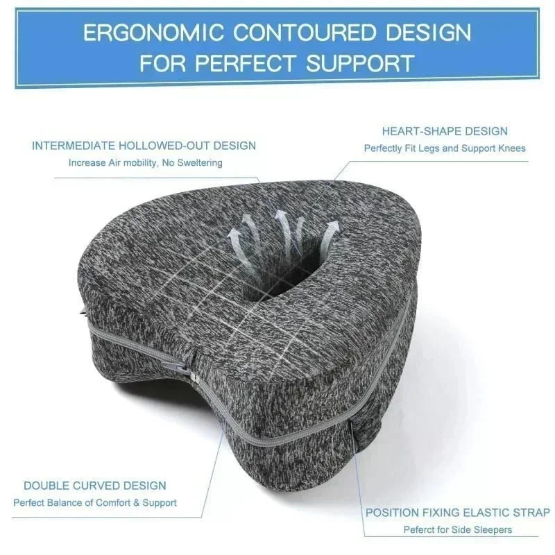 Memory Foam Heart-Shaped Leg Pillow – Pregnancy & Side Sleeper Support for Back, Hip & Sciatica