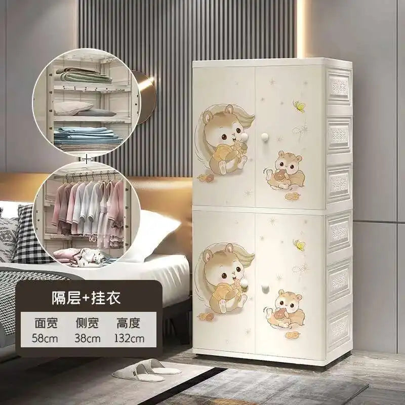 Armoire bébé en plastique – Armoire de rangement à motifs pour filles
