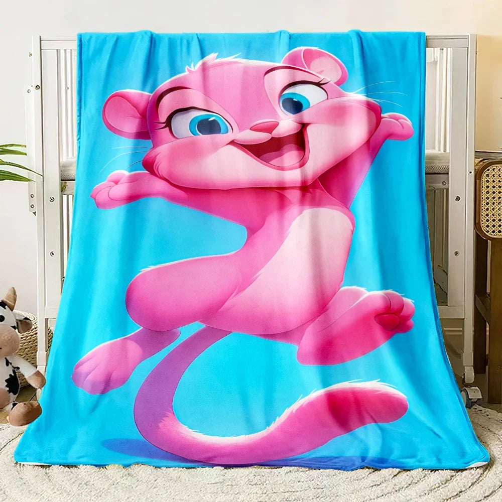 MINISO Pink Panther Flannel Blanket Suitable for Bedroom, Iving Room,sofa,student Nap,office Nap,camping Trip,children's Gift