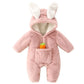 Grenouillère bébé en polaire corail chaude – Joli motif lapin