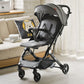Poussette bébé légère à quatre roues pour les voyages – Poussette pliable avec suspension amortissante