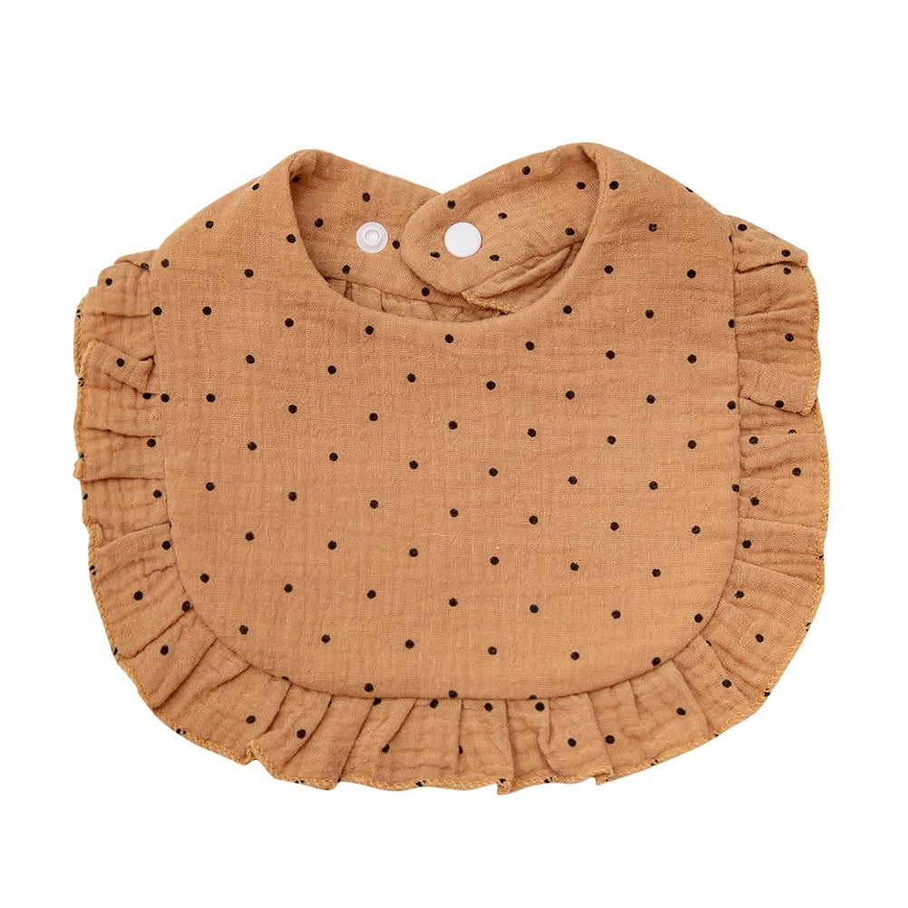 Bavoir bébé en coton à volants imprimé fleurs – Ajustable et doux
