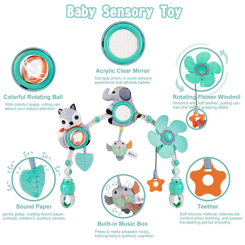 Baby Stroller & Crib Arch Toy – Musical Foldable Sensory Activity Bouncer