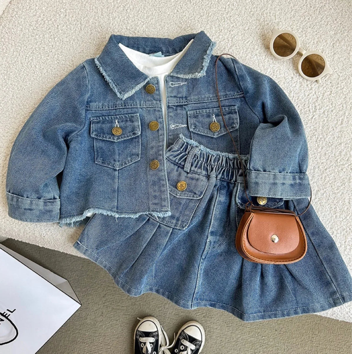 Ensemble 2 pièces pour tout-petits – Tenue décontractée en jean féerique pour filles