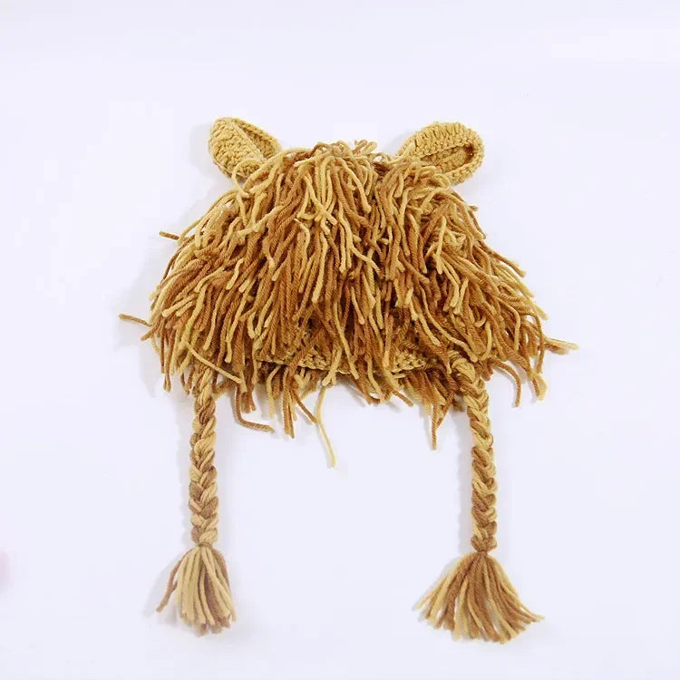 Perruque bébé lion, bonnet tricoté