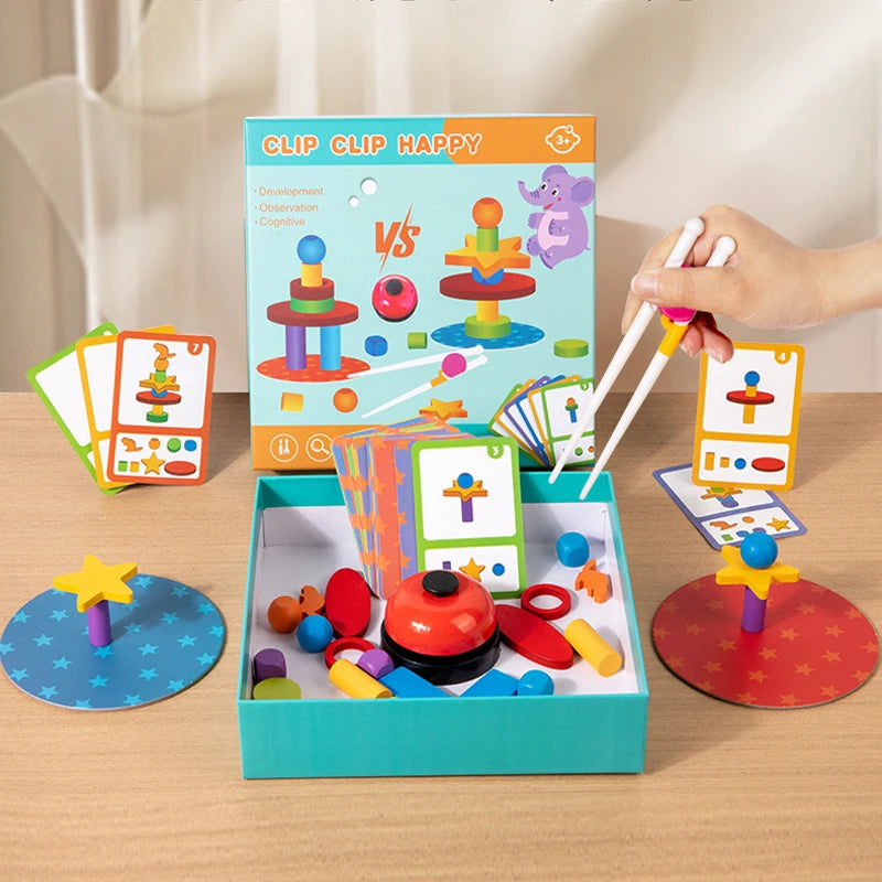 Montessori Wooden Stacking & Sorting Blocks – Balance & Shape Challenge Toy