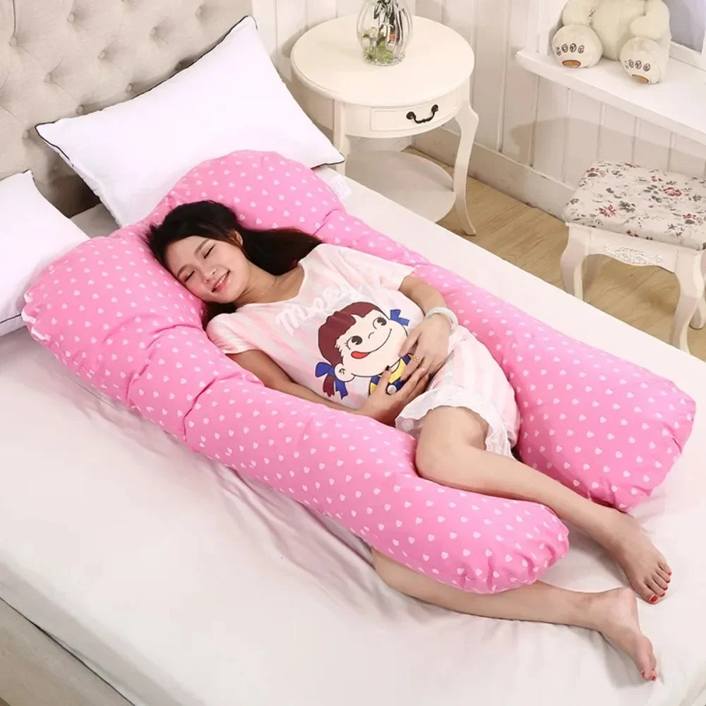 Coussin de corps en forme de U – Soutien en coton pour la grossesse et la maternité