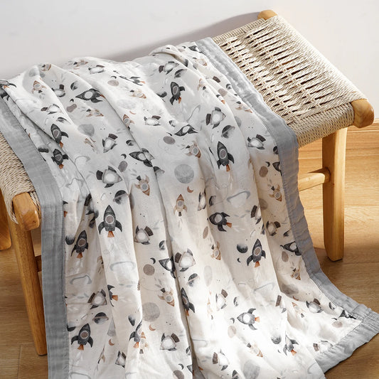 Kangobaby #My Soft Life# Nouvelle couverture d'emmaillotage bébé en mousseline de coton et bambou de qualité supérieure, 4 couches, respirante, pour nouveau-né, dimensions 120 x 110 cm