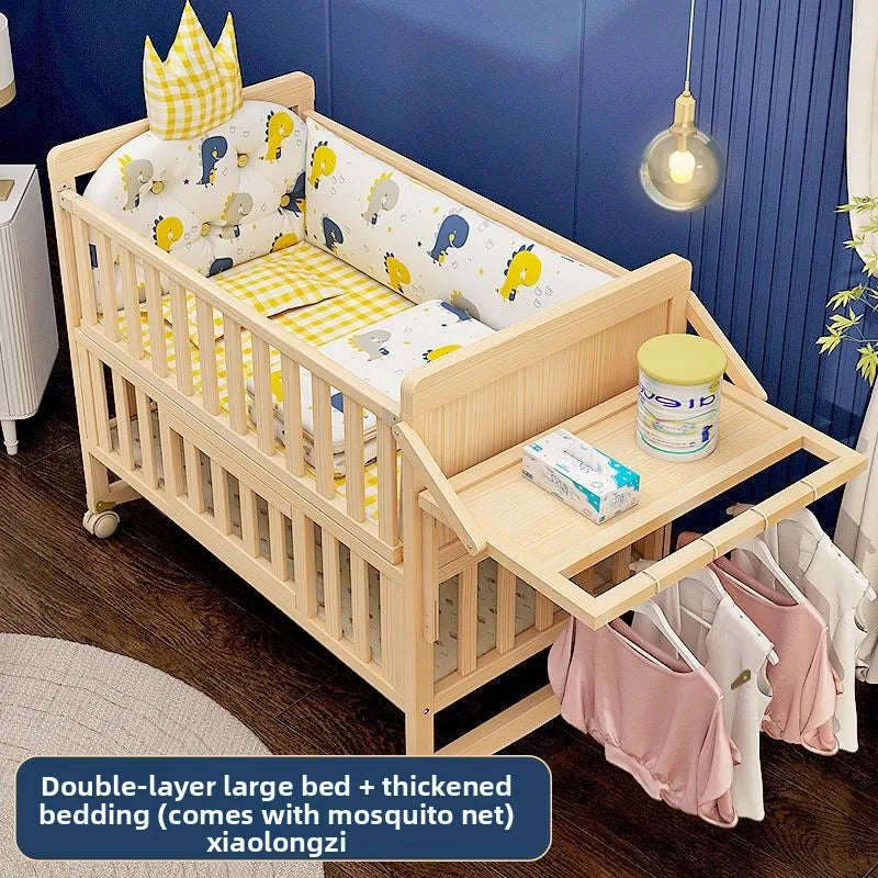 Convertible Baby Bed – Solid Wood & Adjustable Cradle