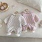 Newborn Girls’ Padded Romper with Ruffled Collar