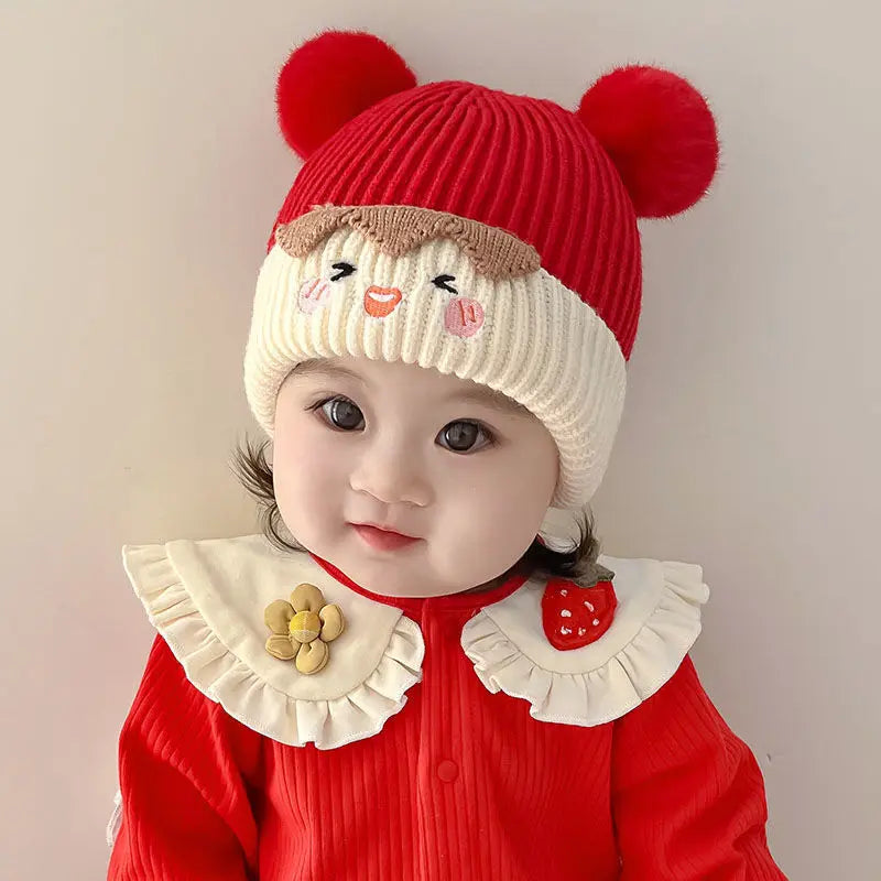 Adorable bonnet bébé en tricot coréen – Bonnet chaud et coupe-vent avec cache-oreilles