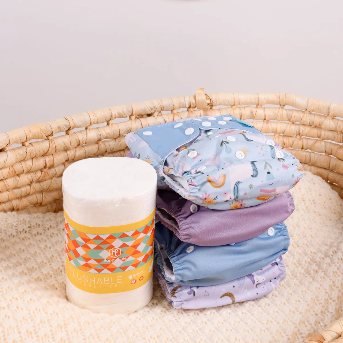 Couches lavables HappyFlute pour bébé – Paquet de 4