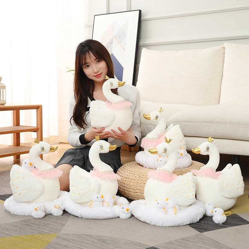 Swan Family Plush – Mom & Baby Snuggle!