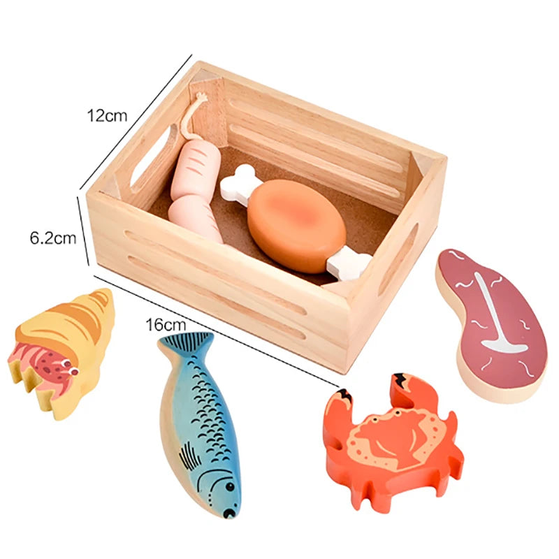 Ensemble de jeu en bois pour desserts et aliments – Amusant et Montessori !