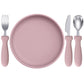 Ensemble d'alimentation pour bébé – Assiette, cuillère et fourchette en silicone