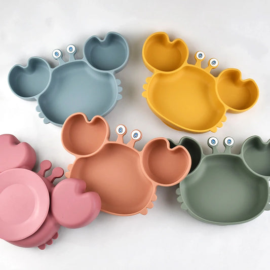 Toddler Suction Plate – BPA-Free Cartoon Crab Feeding Tray