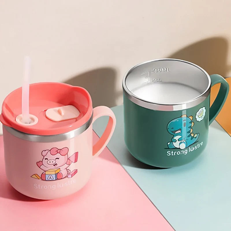 Gobelet à paille pour enfants | 250 ml, en acier inoxydable, antichoc et sans danger pour les tout-petits
