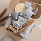 Newborn Bath Gift Set – Cotton Blanket, Milestone Cards & Rattle