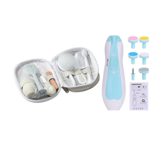 8-Piece Baby Care Set – Nail Clipper, Brush, Comb & Electric Nail Grinder Kit