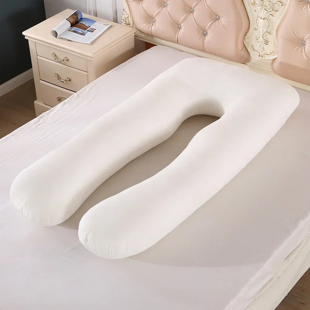 Coussin de grossesse en polaire douce en forme de U – Soutien latéral et lombaire multifonctionnel