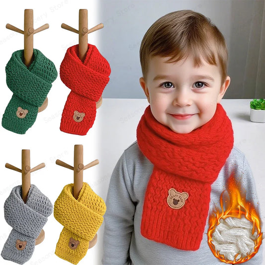 Christmas Toddler Scarf Winter Warm Baby Neck Warmer Fleece Lined Windproof Kids Unisex Scarf Cute Korean Style Festival Gift