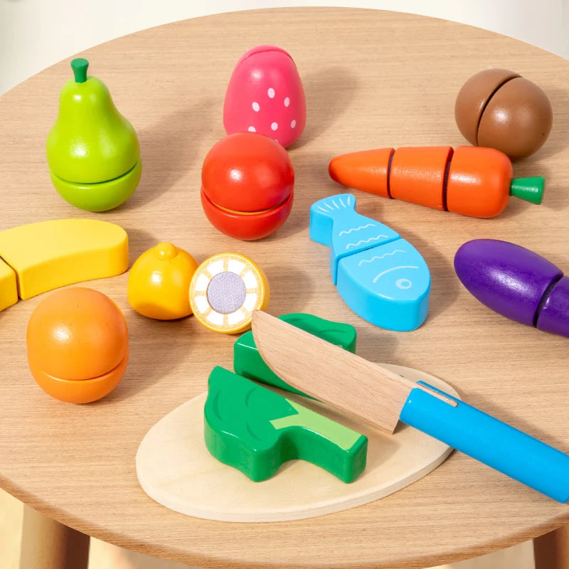 Ensemble de fruits et légumes à découper Montessori