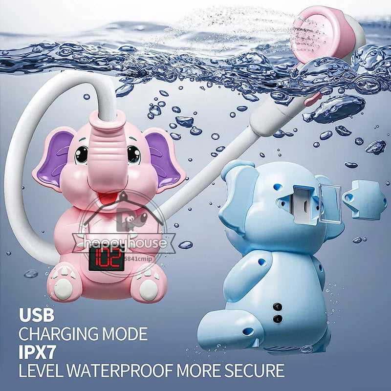 Éléphant électrique pour le bain – Jet d'eau et thermomètre amusants pour les tout-petits