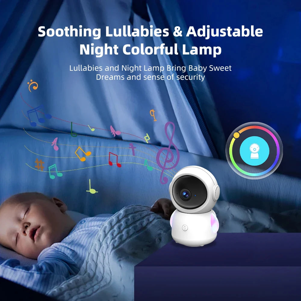 Babyphone WiFi 3MP – Détection des pleurs, suivi des mouvements et veilleuse