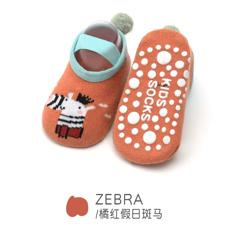 Chaussettes bébé antidérapantes mignonnes – Imprimé animal d'été