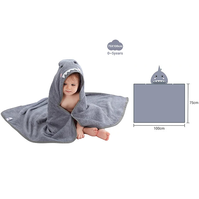 Serviette de bain à capuche Lion mignon – Peignoir de bain doux en bambou pour enfants