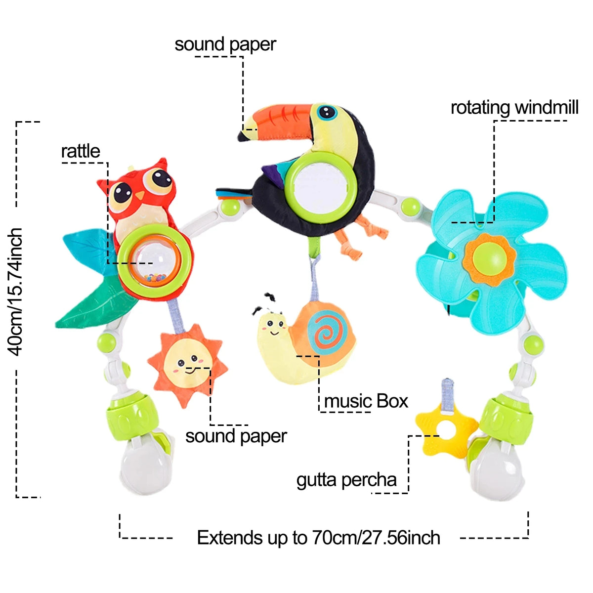 Jouet musical pour poussette – Amusant en déplacement !