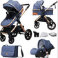 Poussette bébé 3 en 1 avec siège auto – Poussette pliable position assise et allongée