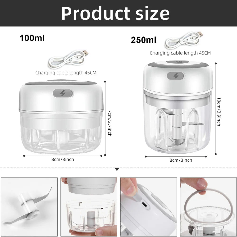 Portable Electric Baby Food Chopper – Wireless USB Mixer for Veggies & Ginger
