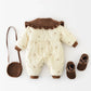 0-2 Y Winter Baby Girls Clothes Fur Lining Toddler Rompers Fur Lining Infant Girls Jumpsuits Bow Embroidery Outfit