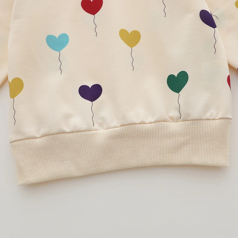 Ensemble bébé printemps/automne 2 pièces – Haut à manches longues et pantalon « Love Balloon »