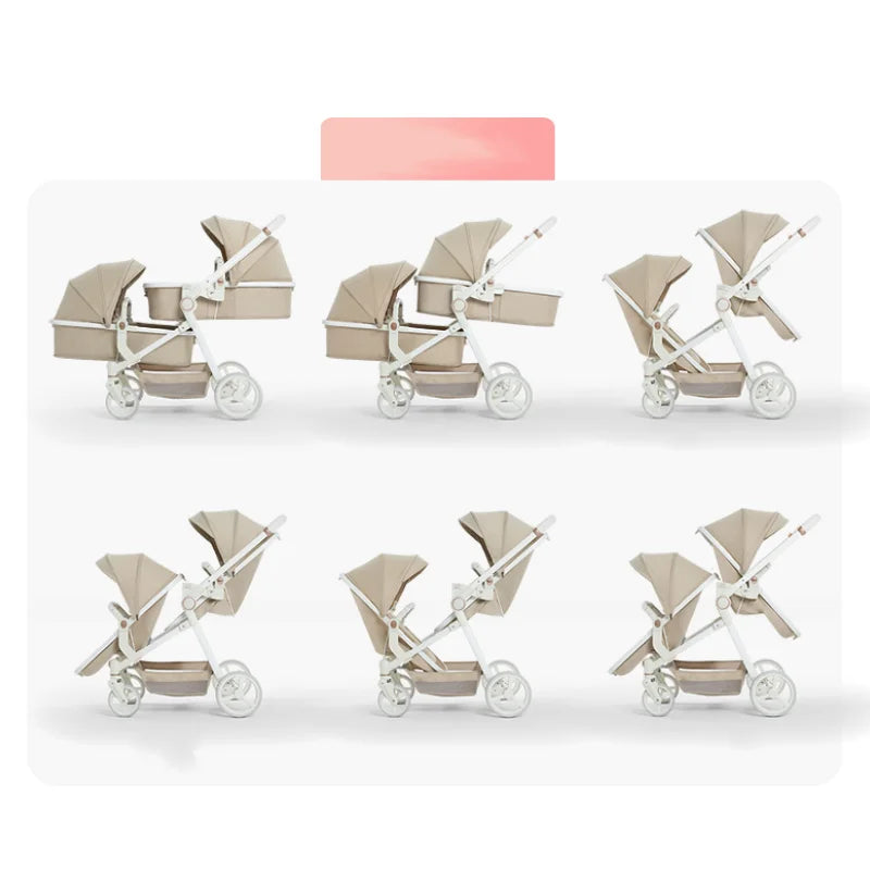 Poussette double 2025 – Poussette double de haute qualité avec garantie d'un an