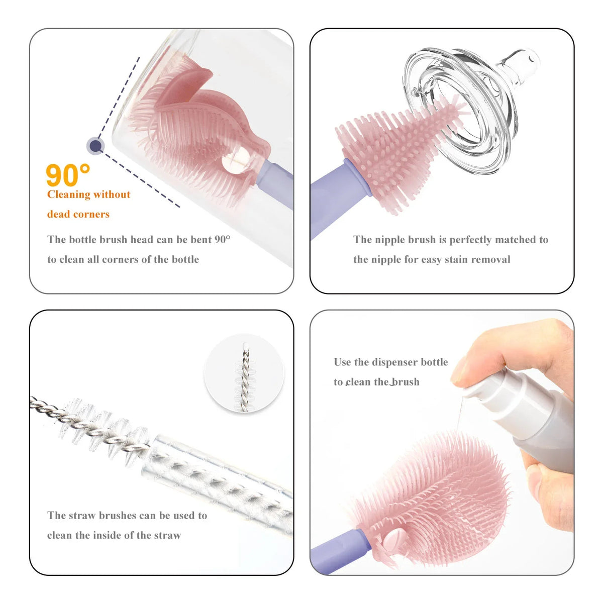 Travel Baby Bottle Cleaning Kit | Brushes, Nipple & Straw Cleaner with Organizer