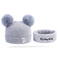 Ensemble d'hiver mignon pour bébé : bonnet et écharpe en laine avec oreilles d'ours.
