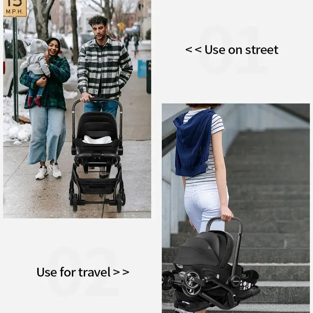 Kidilo 3-in-1 Baby Car Seat Stroller, One Button Fold & Detachable Basket