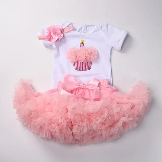 Baby Girl Birthday Set – Tutu Skirt & Headband for 1Y+