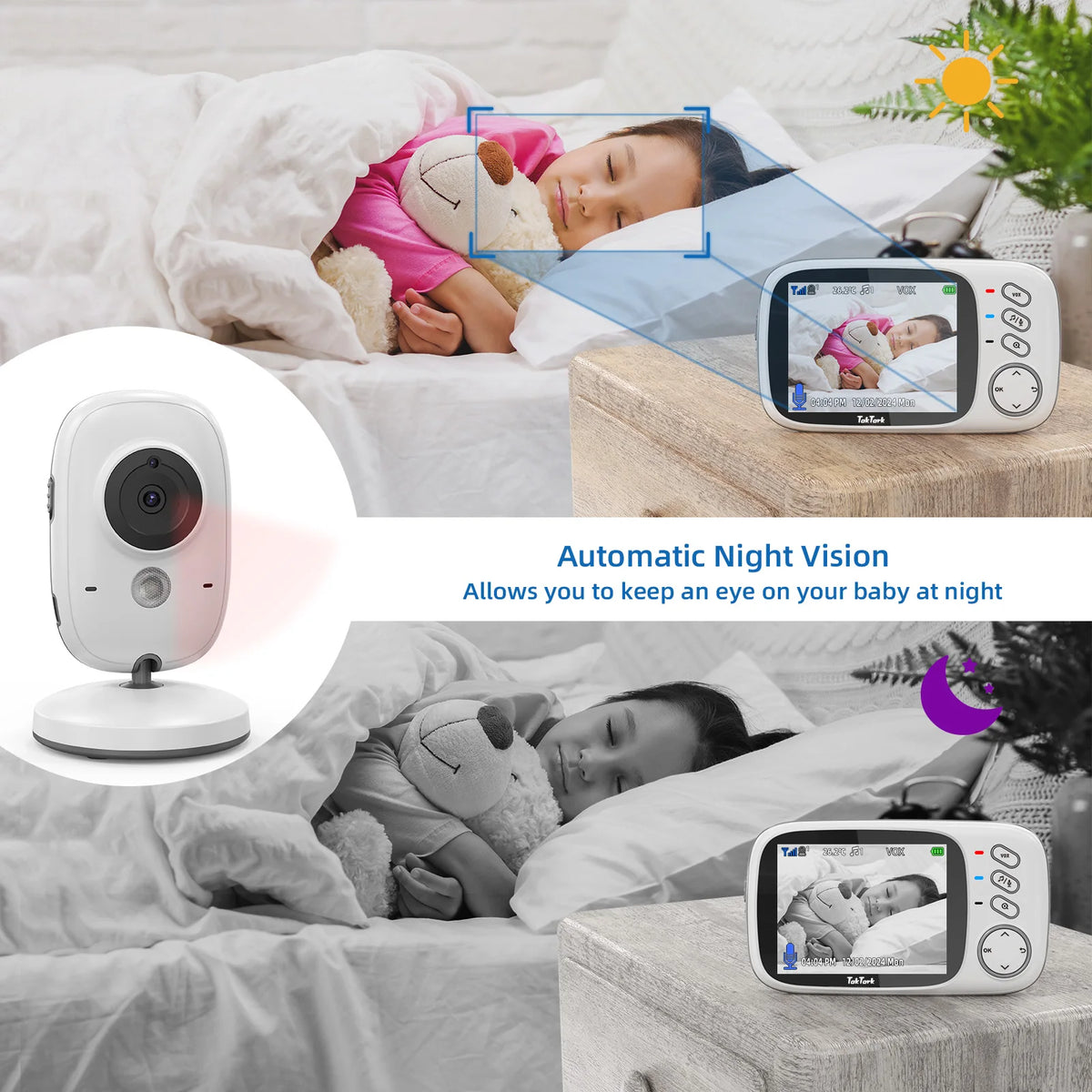 Wireless Baby Monitor 3.2" Screen with Night Vision and Audio