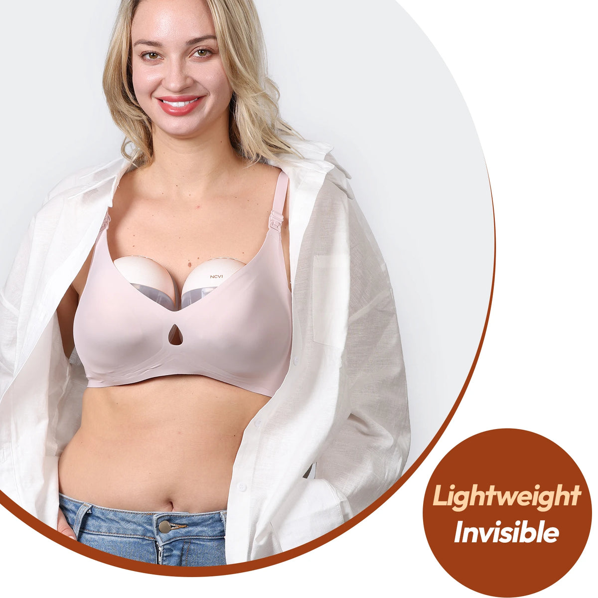 NCVI Electric Wearable Breast Pump for Breastfeeding 3 Flange Sizes, Smart Display