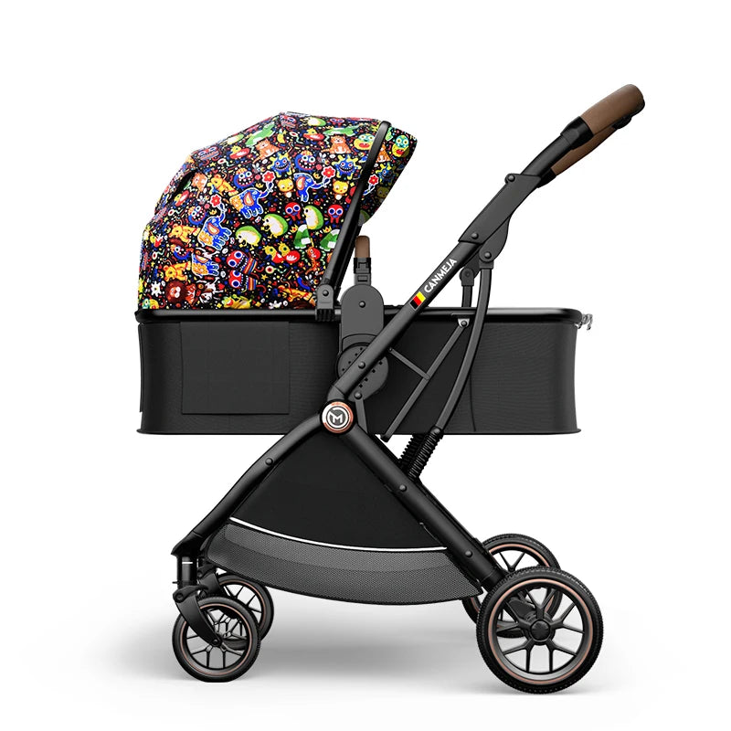Poussette bébé 3 en 1 de luxe – Position assise et allongée, poussette de voyage portable