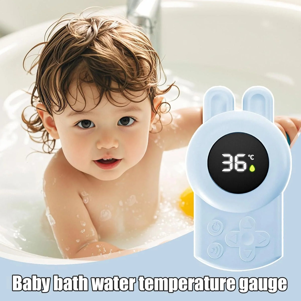 Toddler Bath Water Toy – Blue Seal Floating Thermometer & Sensor