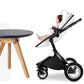 Poussette bébé 2 en 1 de luxe en cuir PU – Poussette surélevée pour nouveau-né