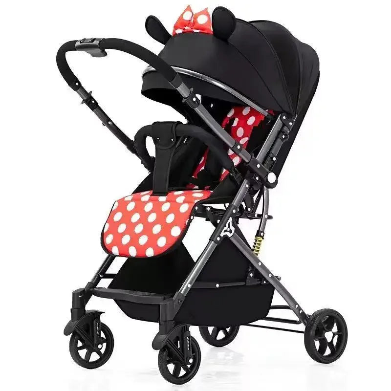 Ultra-Light Four-Wheel Baby Stroller – Sit & Lie Down, Foldable High-View